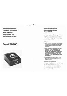 Durst TIM 60 manual. Camera Instructions.